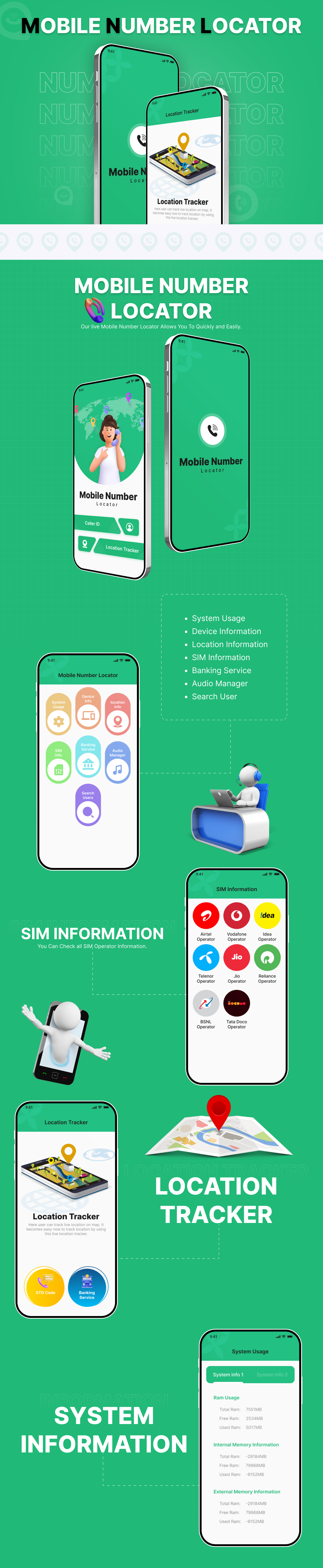 Mobile Number Locator - Get Device Info – Nearby Places - Get Sim Card Details
